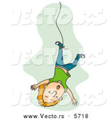 Vector of a Caucasian Man Falling with a String Tied to His Foot on Green by BNP Design Studio