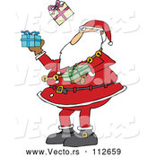 Vector of a Christmas Cartoon Santa Claus Juggling Wrapped Gifts by Djart