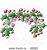 Vector of a Christmas Holly Leaves and Berries Border by Zooco
