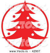 Vector of a Christmas Tree in Red Circle by Zooco