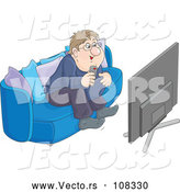 Vector of a Chubby Man Getting Excited While Watching Tv by Alex Bannykh