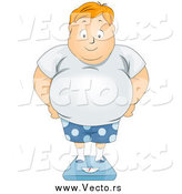 Vector of a Chubby Red Haired White Guy Standing on a Scale by BNP Design Studio