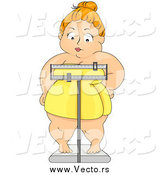 Vector of a Chubby White Woman Standing on a Scale by BNP Design Studio
