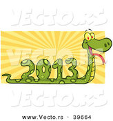 Vector of a Coiled Snake 2013 with Sun Rays by Hit Toon