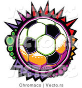 Vector of a Colorful Cartoon Soccer Ball by Chromaco