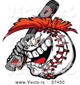 Vector of a Competitive Aggressive Batting Baseball Mascot with a Mohawk by Chromaco