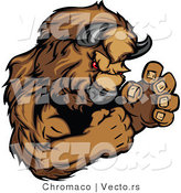 Vector of a Competitive Buffalo Mascot in Fighting Stance by Chromaco