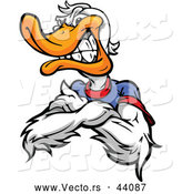 Vector of a Competitive Cartoon Duck Mascot Posing Aggressively by Chromaco