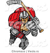 Vector of a Competitive Cartoon Ice Hockey Player Skating Forward Aggressively by Chromaco
