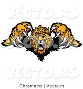 Vector of a Competitive Cartoon Lion Mascot Leaping Forward with Sharp Claws During an Attack by Chromaco