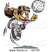 Vector of a Competitive Cartoon Volleyball Girl Leaping Towards and Preparing to Hit the Ball by Chromaco