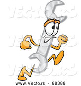 Vector of a Competitive Cartoon Wrench Mascot Running Fast by Toons4Biz