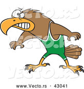 Vector of a Competitive Cartoon Wrestler Hawk Prepared to Fight by Toonaday