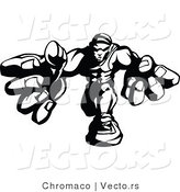 Vector of a Competitive Fighter Reaching Forward with Big Strong Hands - Black and White by Chromaco