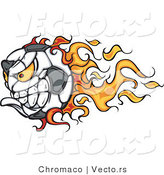 Vector of a Competitive Flaming Soccer Ball Mascot Character by Chromaco
