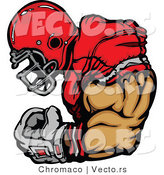 Vector of a Competitive Football Player Flexing Strong Arm Muscles by Chromaco