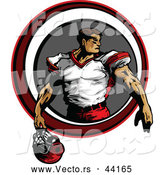 Vector of a Competitive Football Player Holding His Helmet Within a Circle by Chromaco