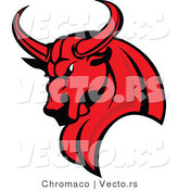 Vector of a Competitive Red Bull Mascot Ready to Charge by Chromaco
