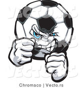 Vector of a Competitive Soccer Ball Gritting Teeth in a Fighting Stance by Chromaco