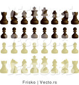 Vector of a Complete Set of Black and White Chess Pieces by Frisko