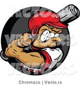 Vector of a Confident Baseball Athlete Preparing to Swing a Bat at Ball by Chromaco
