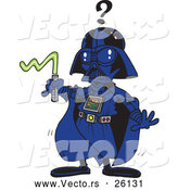 Vector of a Confused Cartoon Darth Vader Man with Weak Lightsaber by Toonaday