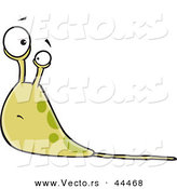 Vector of a Confused Cartoon Green Slug with Big Eyes by Toonaday