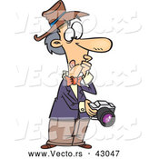 Vector of a Confused Cartoon Male Photographer Trying to Figure out His Camera by Toonaday