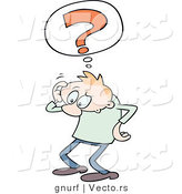 Vector of a Confused Cartoon Man Scratching His Head with a Question Mark Thought Cloud by Gnurf