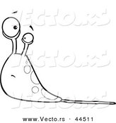 Vector of a Confused Cartoon Slug with Slime - Coloring Page Outline by Toonaday