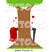 Vector of a Couple Kissing Behind a Tree by BNP Design Studio