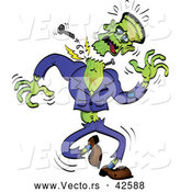 Vector of a Creepy Cartoon Frankenstein Walking Forward by Zooco