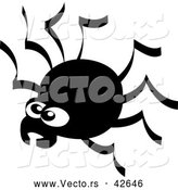 Vector of a Creepy Cartoon Spider - Black and White by Zooco