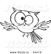Vector of a Cross Eyed Cartoon Owl - Coloring Page Outline by Toonaday