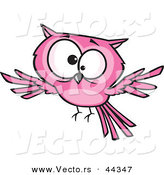 Vector of a Cross Eyed Cartoon Pink Owl by Toonaday