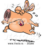 Vector of a Crying Cartoon Pig Running Fast by Toonaday