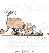 Vector of a Curious Cartoon Dog Sniffing Scents on Ground by Gnurf
