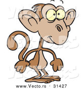 Vector of a Cute Brown Monkey Standing like Human - Cartoon Style by Toonaday