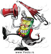Vector of a Dancing Aluminum Can with a Hat and Umbrella by Zooco