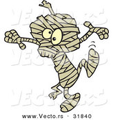 Vector of a Dancing Cartoon Mummy on Halloween by Toonaday