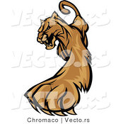 Vector of a Defensive Cartoon Cougar Cautiously Walking Forward While Growling by Chromaco
