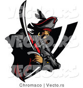 Vector of a Defensive Cartoon Pirate Prepared to Strike with His Sword by Chromaco