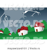 Vector of a Destructive Tornado Heading Towards a Small Town with Houses by Mayawizard101