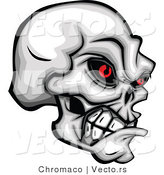 Vector of a Develish Skull Clenching Its Jaw While Staring with Evil Red Eyes by Chromaco