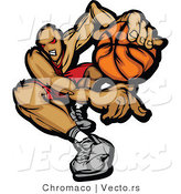 Vector of a Devilish Cartoon Basketball Player with Ball by Chromaco