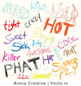 Vector of a Digital Collage of Sketched Words Related to Cool by Arena Creative