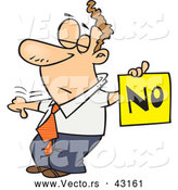 Vector of a Displeased Cartoon Man with a Thumb down Holding a NO Sign by Toonaday