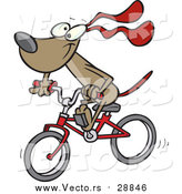 Vector of a Dog Character Riding a Red Bike - Cartoon Style by Toonaday