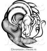 Vector of a Dominant Alpha Horse Charging Forward - Grayscale Version by Chromaco