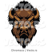 Vector of a Dominant Cartoon Buffalo Mascot Staring Aggressively by Chromaco
